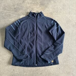 Vintage Nike Fleece Jacket Women's L Blue Full Zip Mock Neck Embroidered